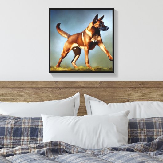 Malinois Belgium Shepherd Dog Canvas Afdruk (Insitu (Slaapkamer))