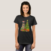 Malinois Dog Lighting Xmas - Santa Hat Malinois T-shirt (Voorkant volledig)