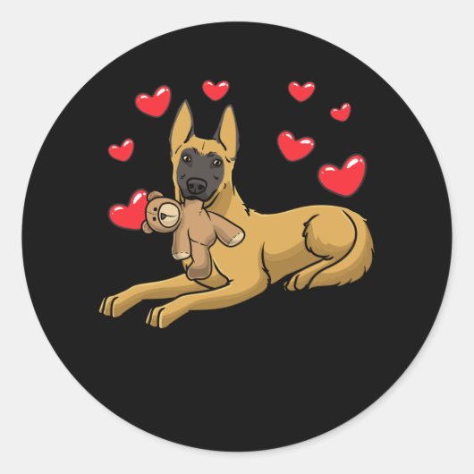 Malinois Dog met opgestookte Belgische herder Ronde Sticker (Voorkant)