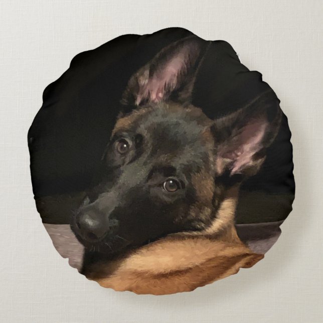 Malinois Dog Rond Kussen (Achterkant)