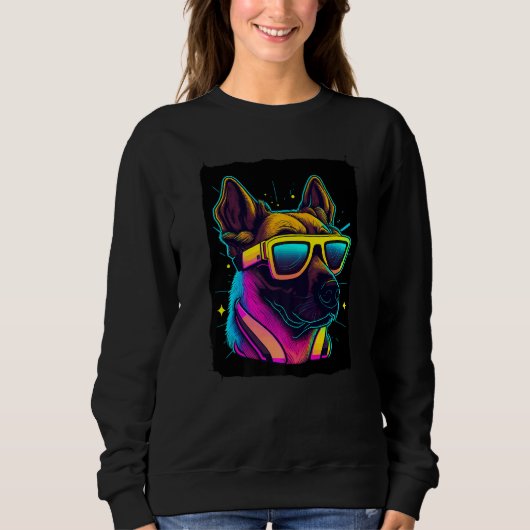 Malinois Dog with Sunglasses Premium Trui (Voorkant)