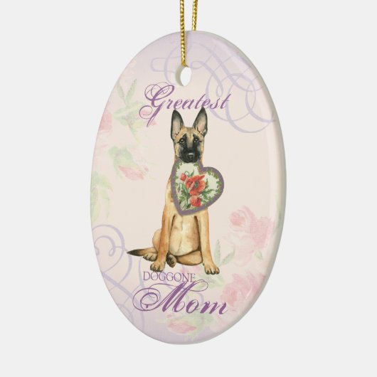 Malinois Heart Mam Keramisch Ornament (Links)