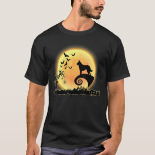 Malinois Hond Enge En Maan Hond Halloween Kostuum T-shirt