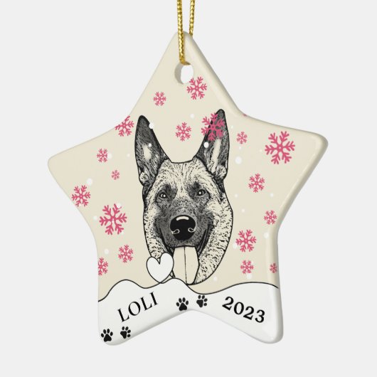 Malinois Hond Gepersonaliseerde Hand Drawing Keramisch Ornament (Links)