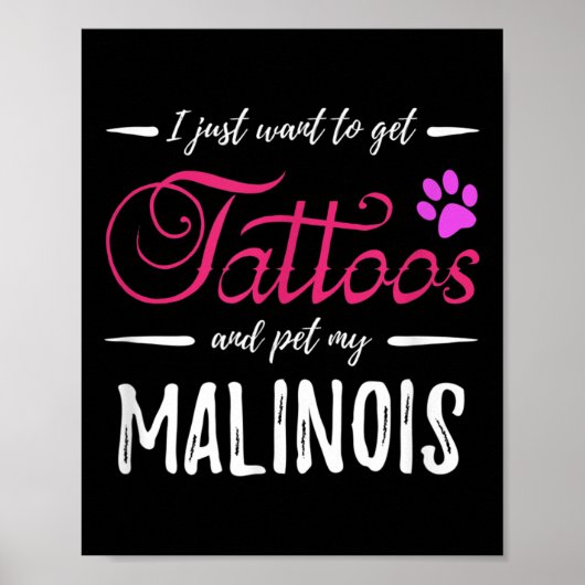 Malinois Hondenliefhebber Tattoo Grappige Hond Mam Poster (Voorkant)