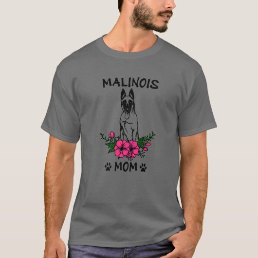 Malinois mama Dog Moeder Cute Spring Floral Flower T-shirt (Voorkant)