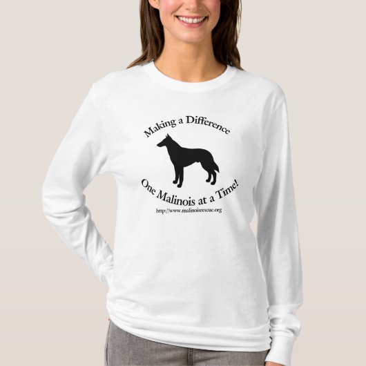 Malinois Rescue die een verschil maakt T-shirt (Voorkant)