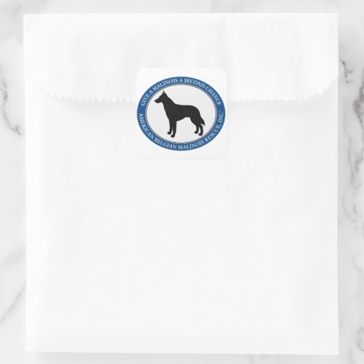 Malinois Rescue Logo, Vierkante Sticker (Tas)