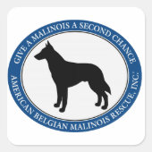 Malinois Rescue Logo, Vierkante Sticker (Voorkant)