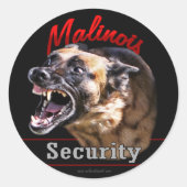 Malinois Security Ronde Sticker (Voorkant)