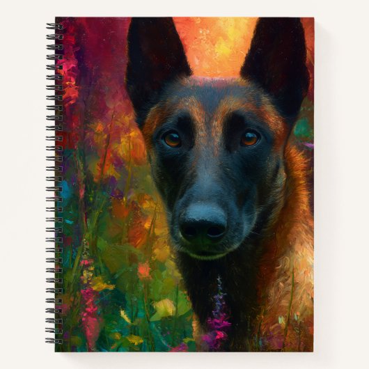 Malinois with Wildflowers Portrait Notitieboek (Voorkant)