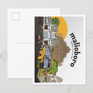 Malioboro Yogyakarta Vintage Travel Illustratie Briefkaart