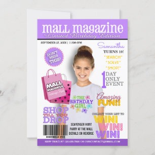 Mall Scavenger Hunt Birthday Party Invitation Kaart