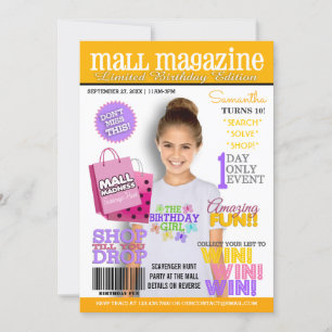 Mall Scavenger Hunt Birthday Party Invitation Kaart