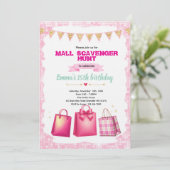 Mall Scavenger Hunt Party invitation Kaart (Staand voorkant)