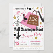 Mall Scavenger Hunt Party Kaart (Voorkant)