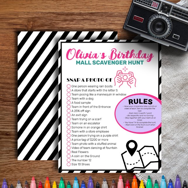 Mall Scavenger Hunt, Verjaardagsspel Tween Meisje (Creator heeft geüpload)