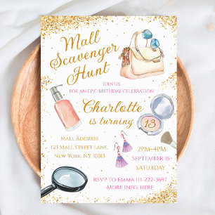 Mall Scavenger Hunt Verjaardagsuitnodiging voor me Kaart