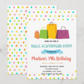 Mall Shopping Scavenger Hunt uitnodiging (Voorkant / Achterkant)
