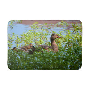 Mallard and Ducklings-Swimming by Shirley Taylor Badmat