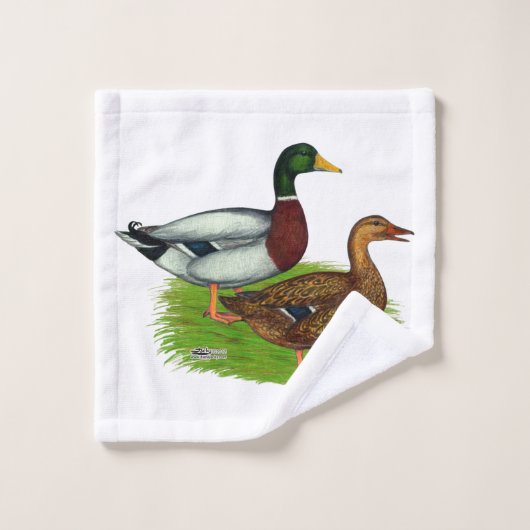 Mallard Drake en Duck Bad Handdoek (Wasdoekje)