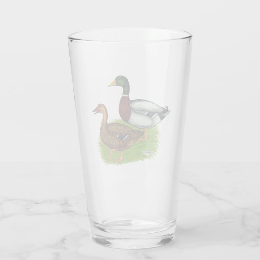 Mallard Drake en Duck Glas (Achterkant)
