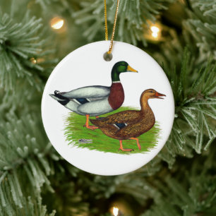 Mallard Drake en Duck Keramisch Ornament