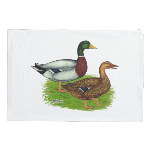 Mallard Drake en Duck Kussensloop (Achterkant)