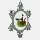 Mallard Drake en Duck Tin Sneeuwvlok Ornament (Links)