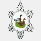 Mallard Drake en Duck Tin Sneeuwvlok Ornament (Rechts)