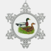 Mallard Drake en Duck Tin Sneeuwvlok Ornament (Voorkant)