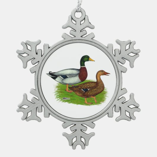 Mallard Drake en Duck Tin Sneeuwvlok Ornament (Voorkant)