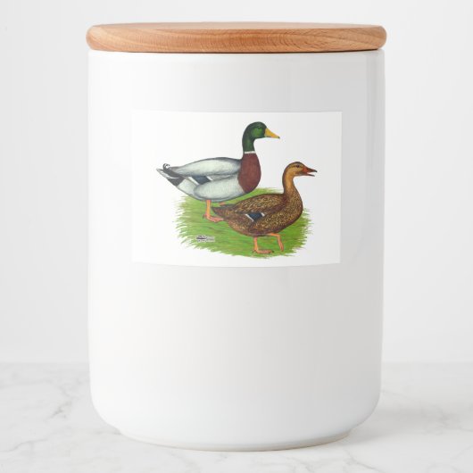 Mallard Drake en Duck Voedselcontainer Etiket (Voorkant)
