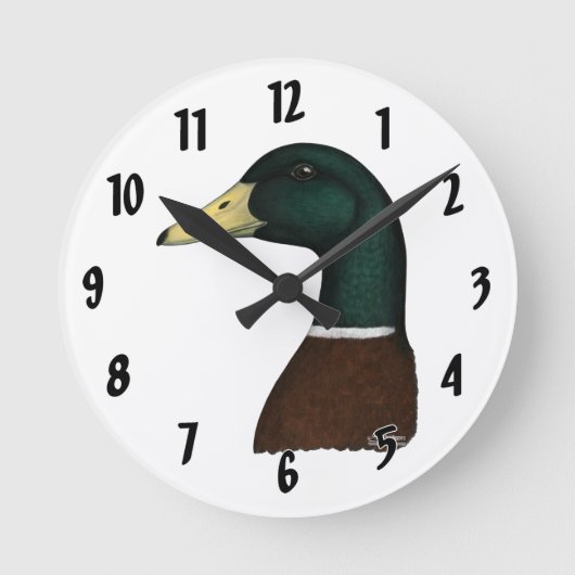 Mallard Drake Head Ronde Klok (Voorkant)