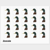 Mallard Drake Head Vierkante Sticker (Vel)