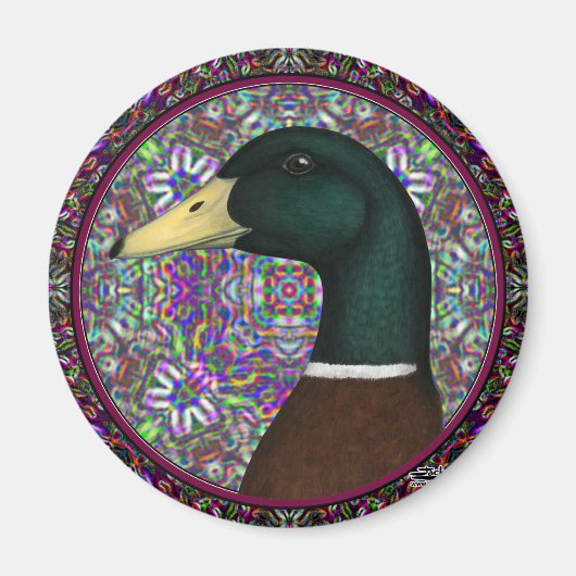 Mallard Drake Mosaic Circle Magneet (Voorkant)