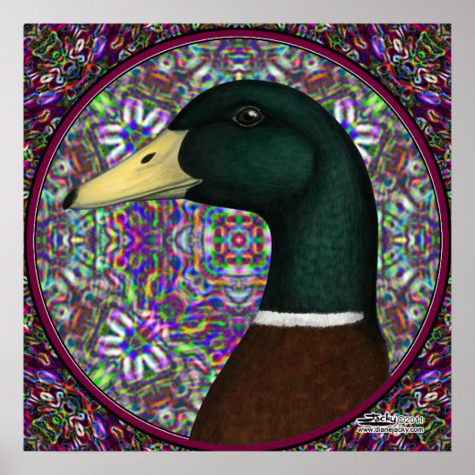 Mallard Drake Mosaic Circle Poster (Voorkant)