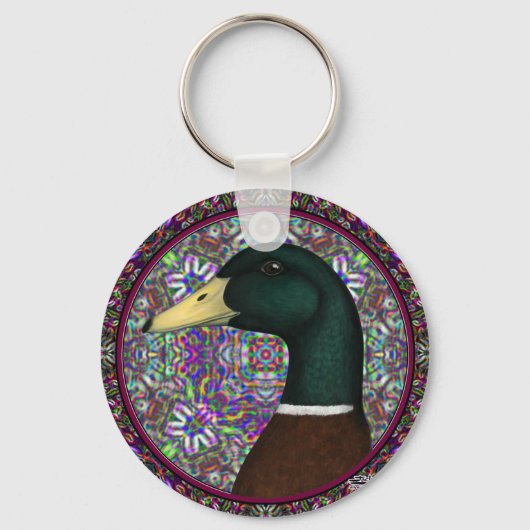 Mallard Drake Mosaic Circle Sleutelhanger (Voorkant)