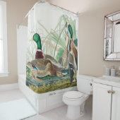 Mallard Duck, 1834, Uit de vogels van Amerika Douchegordijn (In situ)