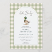 Mallard Duck All in One Gingham Baby Shower Kaart (Voorkant)