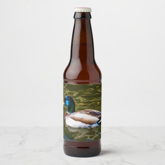 Mallard Duck Artistic Portret Bier Etiket (Voorkant)