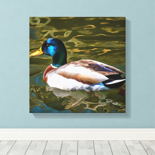 Mallard Duck Artistic Portret Canvas Afdruk (Insitu (Houten vloer))