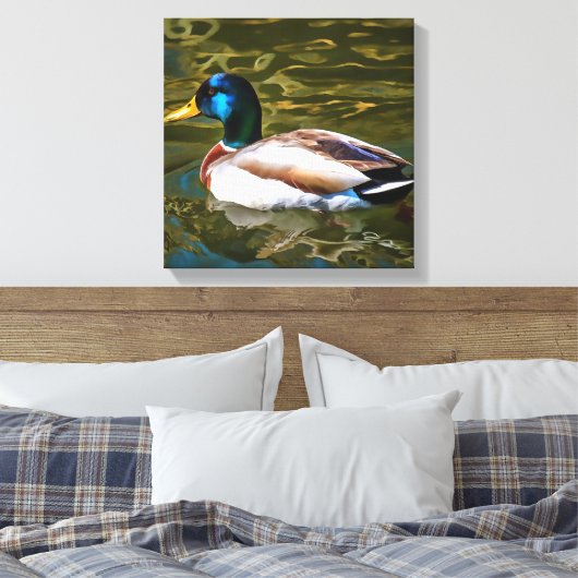 Mallard Duck Artistic Portret Canvas Afdruk (Insitu (Slaapkamer))