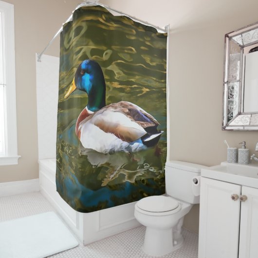 Mallard Duck Artistic Portret Douchegordijn (In situ)