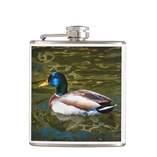 Mallard Duck Artistic Portret Heupfles (Voorkant)