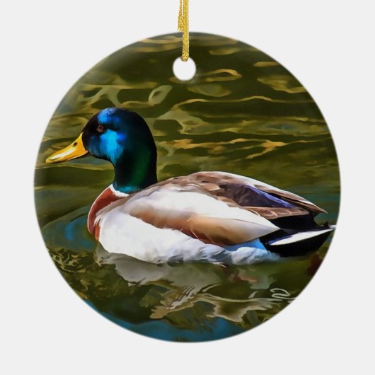 Mallard Duck Artistic Portret Keramisch Ornament (Achterkant)