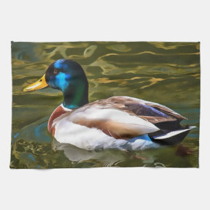 Mallard Duck Artistic Portret Theedoek
