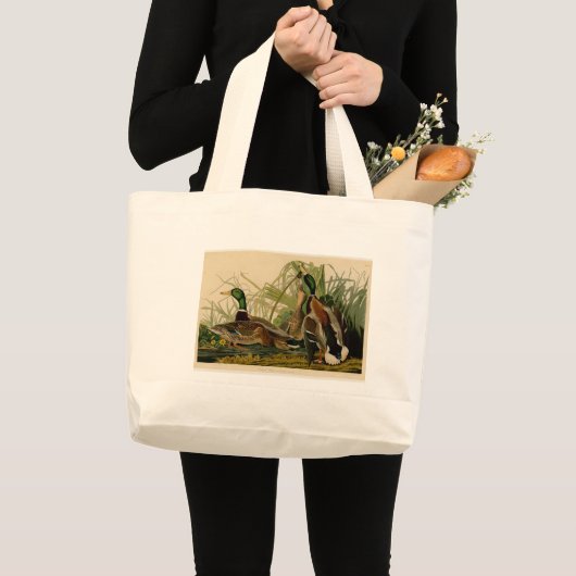 Mallard Duck Audubon Bird Painting Grote Tote Bag (Voorkant (product))