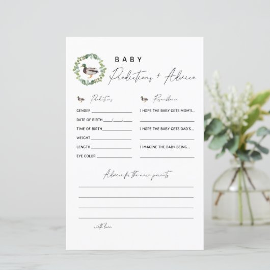 Mallard Duck Baby Predications and Advice Kaart (Staand voorkant)