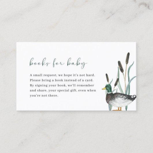 Mallard Duck Baby shower Boeken voor Baby Kaart Visitekaartje (Voorkant)